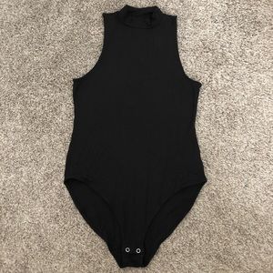 mock neck black bodysuit